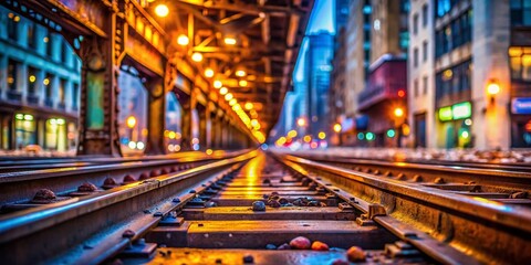 Obraz premium Chicago South Side Elevated Train Tracks - Rust, Grit, Bokeh