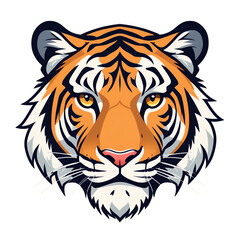 Naklejka premium simple minimalist cartoon tiger face isolated transparent background