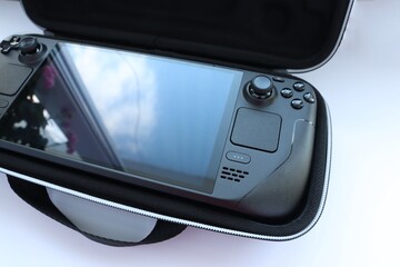 Portable game console on a white background 