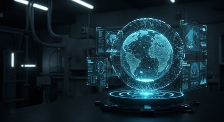 Global Network Future Prediction - Futuristic technology, global network, data visualization, world map, future prediction. Symbolizing progress, innovation, interconnectedness, foresight