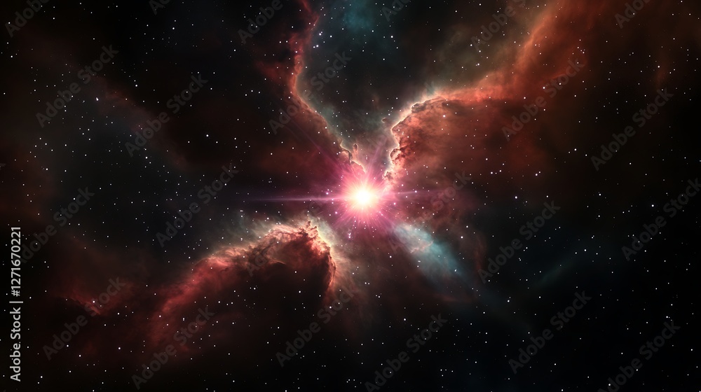 Aufkleber A stunning image depicting a massive supernova explosion captured in deep space, showcasing vibrant cosmic colors and intricate details.