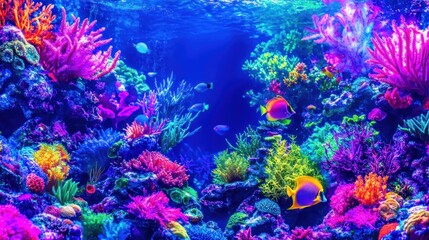 Obraz premium Vibrant Underwater Paradise: A Kaleidoscope of Coral Reefs and Tropical Fish
