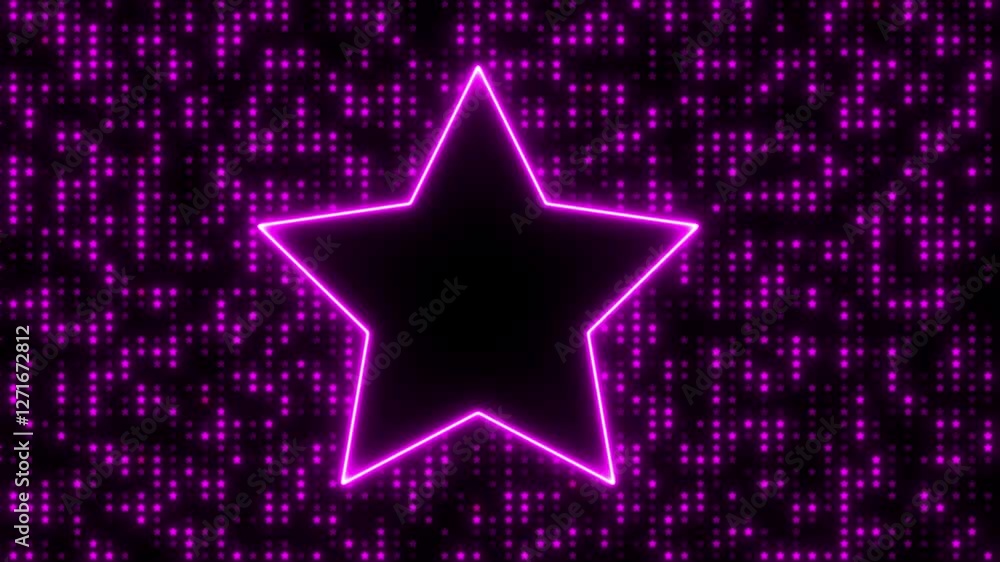 Poster glitter star neon moving motion background.abstract dj star glowing animation background. star parti