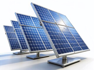 Fototapeta premium Clean Energy: Two Solar Panels 3D Render Isolated on White Background