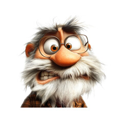Fototapeta premium Anxious Cartoon Elderly Man with Glasses - 3D Render