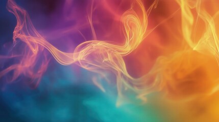 Obraz premium Abstract colorful smoke waves in vibrant blue, orange, and purple hues