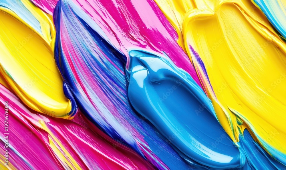 Aufkleber abstract close-up of vibrant paint strokes creating a textured background