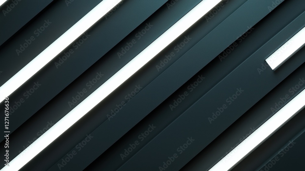 Poster black studio background illuminated concept, dynamic black background with white diagonal light stri