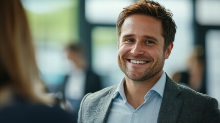 Obraz premium A new boss introducing themselves to the team with a friendly smile.