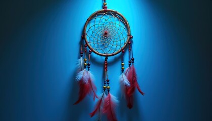Dreamcatcher with colorful feathers and intricate web design for calm and mystical experience