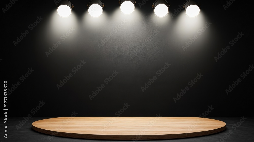 Aufkleber black studio background illuminated concept, minimalist studio setting with softly diffused white li