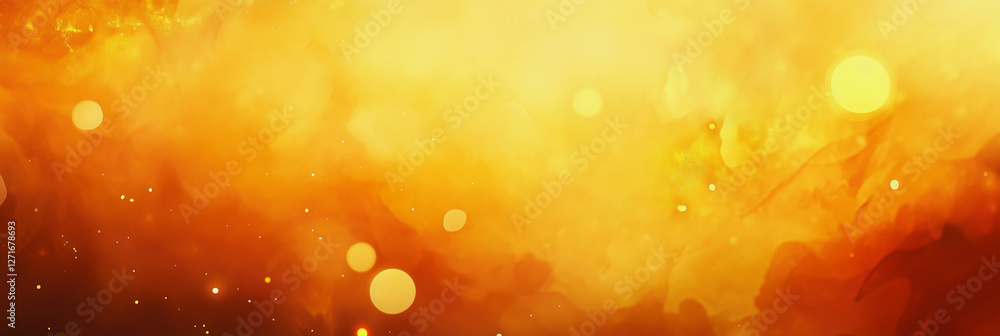 Poster bright orange background with a lot of small yellow dots scattered throughout. the dots are arranged
