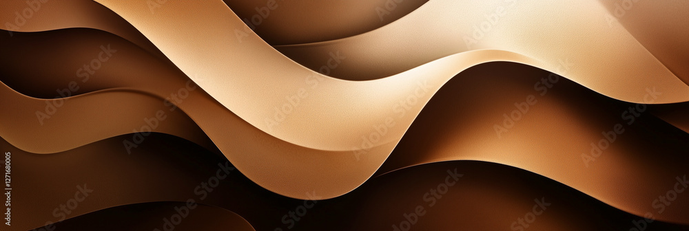 Poster brown and tan wave pattern with a gold hue. the image is a close up of a wave with a gold tint