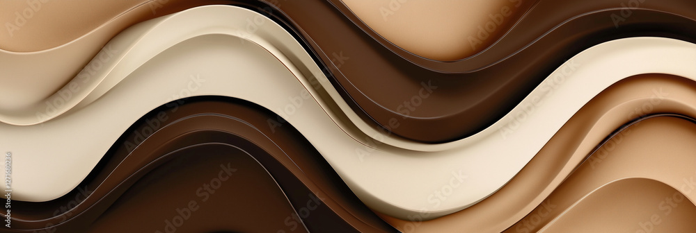 Poster brown and white striped pattern with a chocolate background. the pattern is wavy and the colors are 
