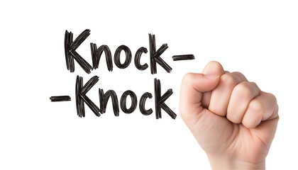 Knock knock joke interaction home environment graphic content transparent background playful perspective