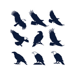 Obraz premium Majestic Eagle Silhouette Vector Set