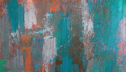 abstract textured painting with turquoise, copper, and rust tones, ideal for modern wall art, digital background, or creative design