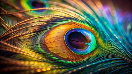 Obraz premium Close-up Minimalist Eye with Peacock Feather - Beauty and Nature Stock Photo