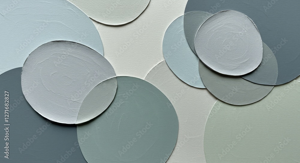 Poster serene circles abstract art - abstract painting featuring overlapping circles in soft, calming shade