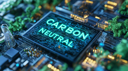 Obraz premium Carbon neutral offset impact. Carbon neutral certification global offset initiative image.