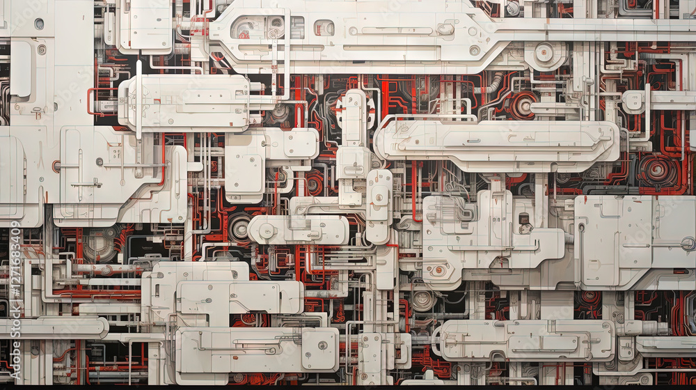 Poster background with metallic panels texture, wires and circuit. spaceship hull wall technology backgroun