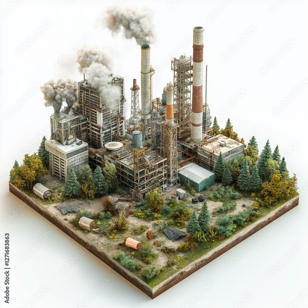 Poster carbon neutral offset impact. industrial carbon offset program emissions tracking image.