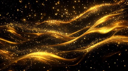 Obraz premium Abstract golden particles flowing