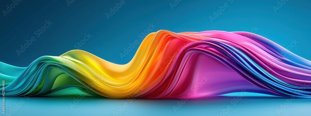 Aufkleber immerse in a vibrant world of colorful waves representing fluid motion and elegance. this abstract b