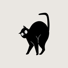 Curious Arched Black Cat