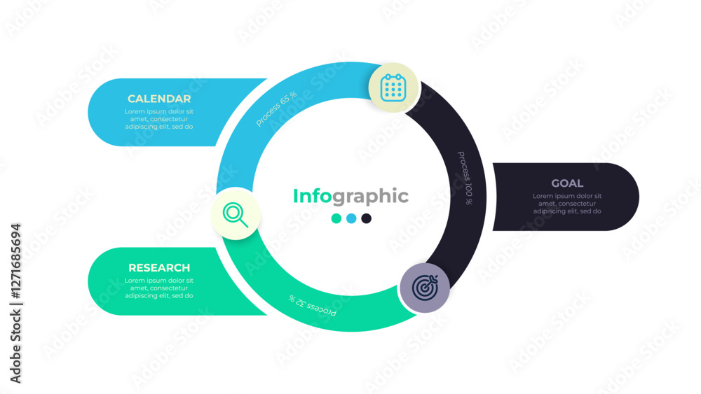 Poster data visualization. modern circular infographic template with 3 options. ideal for business presenta