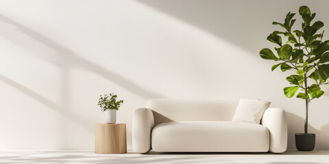 Explore a Modern Lifestyle with a Cozy Living Room Featuring Elegant Furniture and Lush Greenery for a Tranquil Atmosphere and Inviting Ambiance