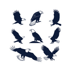 Collection of Eagle Silhouette Vector Illustrations