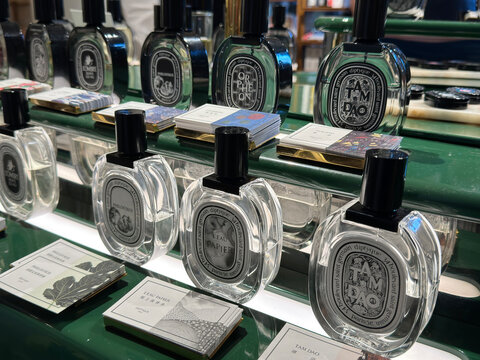 Shanghai,China-March 30th 2024: Diptyque fragrance perfume product sell in store