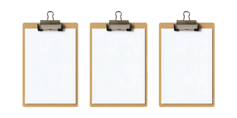Set of 3D Clipboard PNG Against Transparent Background for Office Supplies, Productivity Tools, or Business Organization