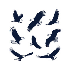 Collection of Eagle Silhouette Vector Illustrations