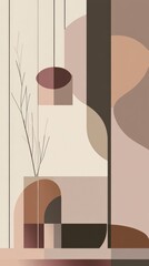 Fototapeta premium Sophisticated Kitchen-Themed Background with Abstract Geometric Shapes in Soft Earthy Tones for Stylish High-End Visual Identity