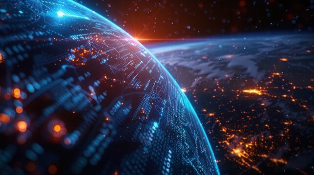 interactive software depicting a digital twin of Earth, being used to predict and adapt to climate related events