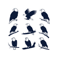 Eagle Silhouette Vector Art Set - Bold and Striking Illustrations