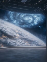 A stunning image of a futuristic space station orbiting a gas giant, showcasing advanced technology and cosmic beauty.