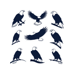 Eagle Silhouette Vector Art Set - Bold and Striking Illustrations