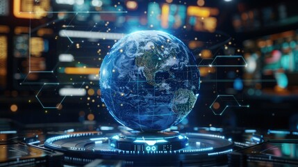 interactive software depicting a digital twin of Earth, being used to predict and adapt to climate related events