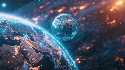 interactive software depicting a digital twin of Earth, being used to predict and adapt to climate related events