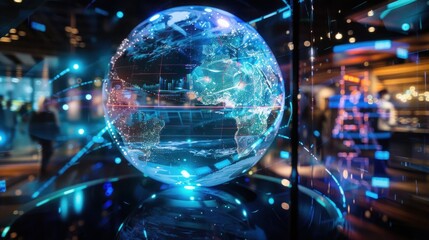 interactive software depicting a digital twin of Earth, being used to predict and adapt to climate related events