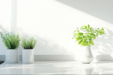 Fototapeta premium Minimal and Airy Kitchen Background with Glass Elements, Soft Sunlight, and Subtle Reflections for Fresh and Clean Atmosphere