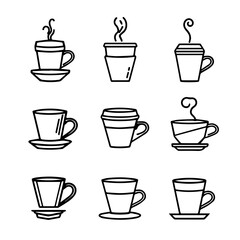 coffee cup set simple vector logo