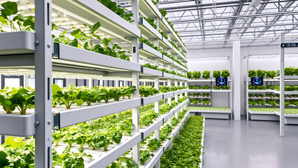 modern greenhouse with plants