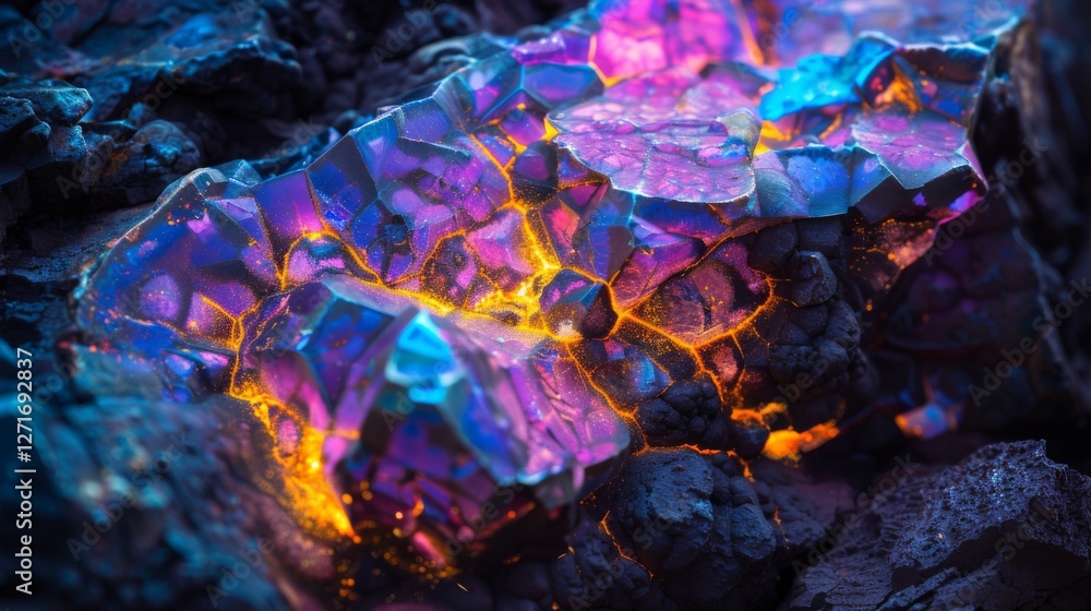 Leinwandbilder a breathtaking opal stone displays an array of vibrant colors, showcasing enchanting patterns as sun