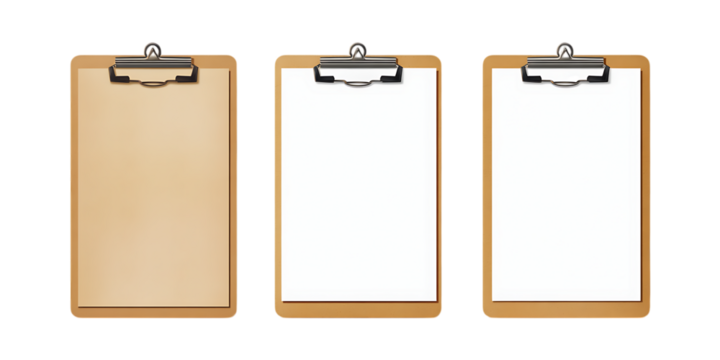 Set of 3D Clipboard PNG Against Transparent Background for Office Supplies, Productivity Tools, or Business Organization