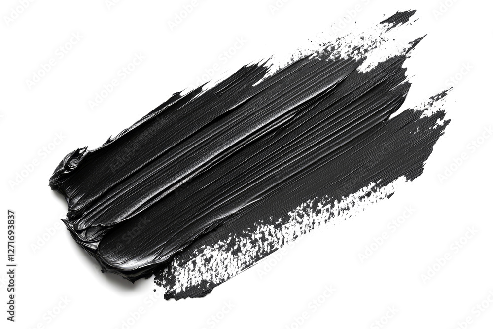 Aufkleber black paint is dynamically smeared on a white canvas, creating an artistic texture