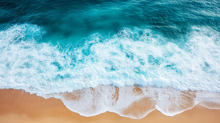 Fototapeta premium Sea and beach with white waves in the turquoise ocean.